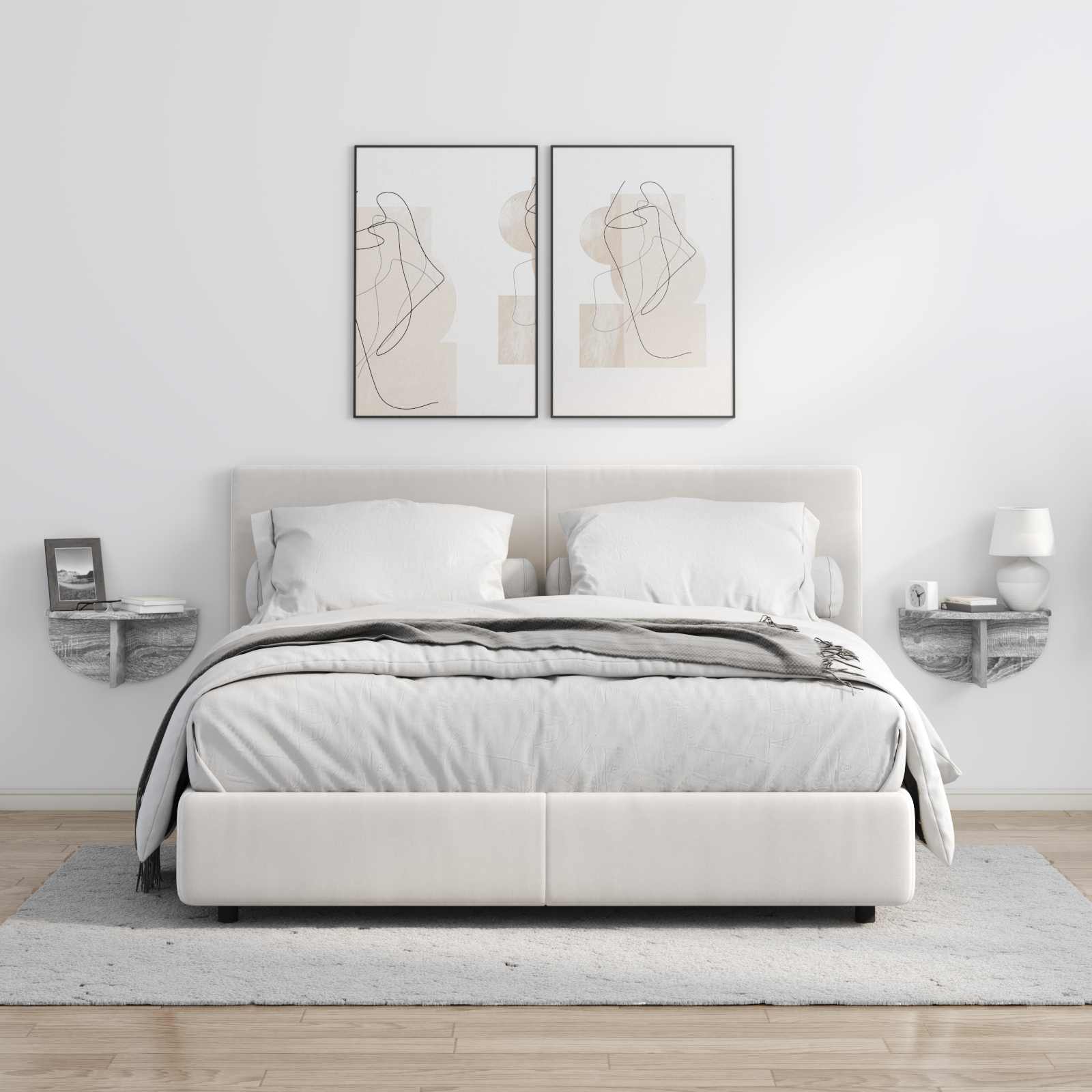 Væghylde 2 pcs Grå Sonoma 38 x 19 x 19 cm Konstrueret træ