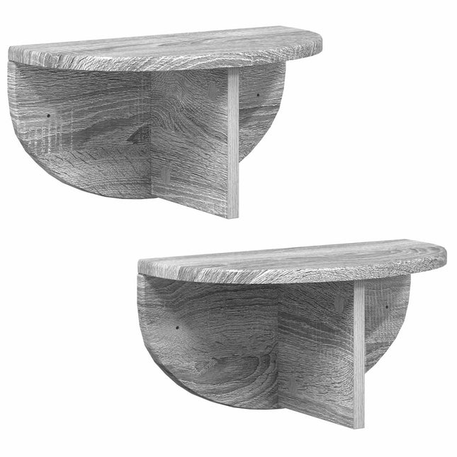 Væghylde 2 pcs Grå Sonoma 38 x 19 x 19 cm Konstrueret træ