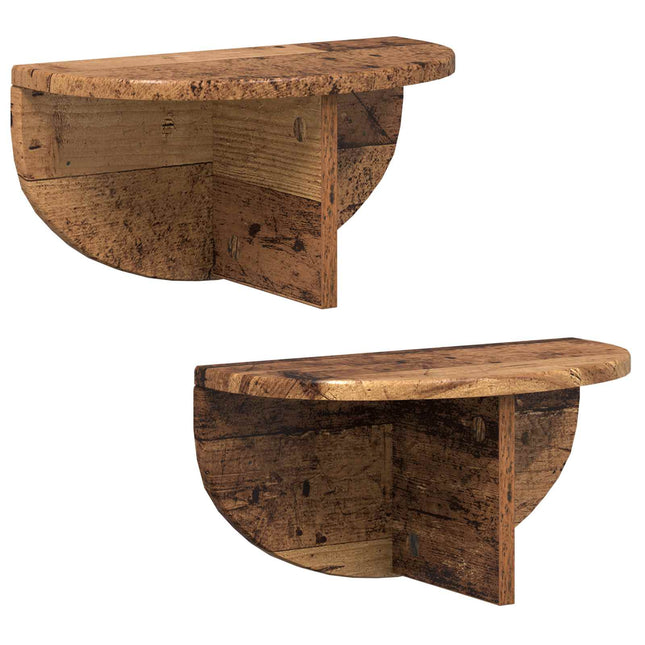 Væghylde 2 pcs Gammelt træ 38 x 19 x 19 cm Konstrueret træ