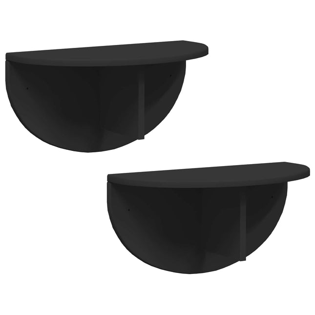 Væghylde Vægmonteret 2 pcs Sort 48 x 24 x 24 cm Konstrueret træ
