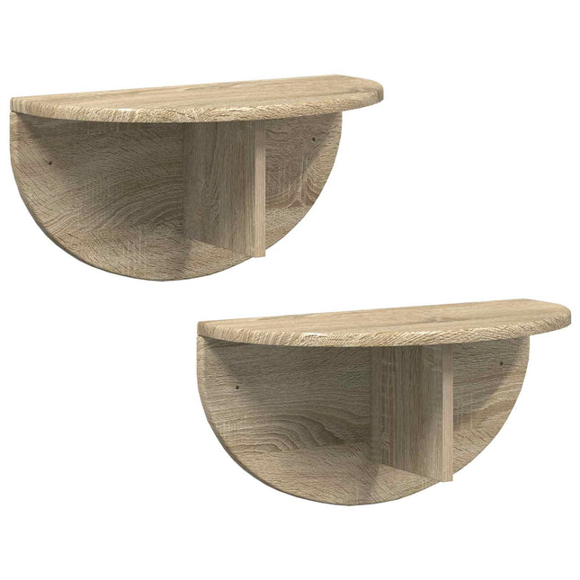 Væghylde 2 pcs Sonoma eg 48 x 24 x 24 cm Konstrueret træ