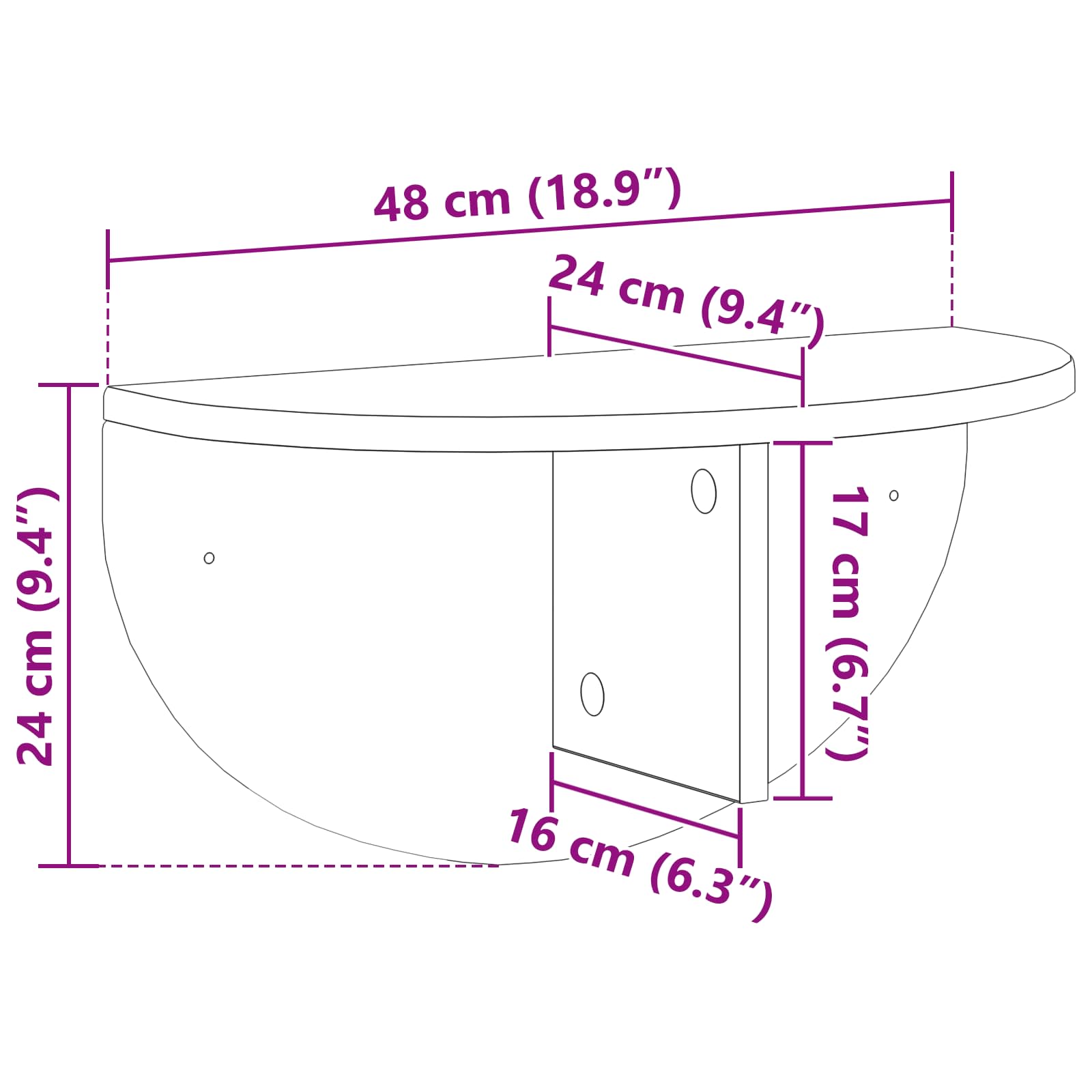 Væghylde Vægmonteret Beton Grå 38 x 19 x 19 cm Konstrueret træ