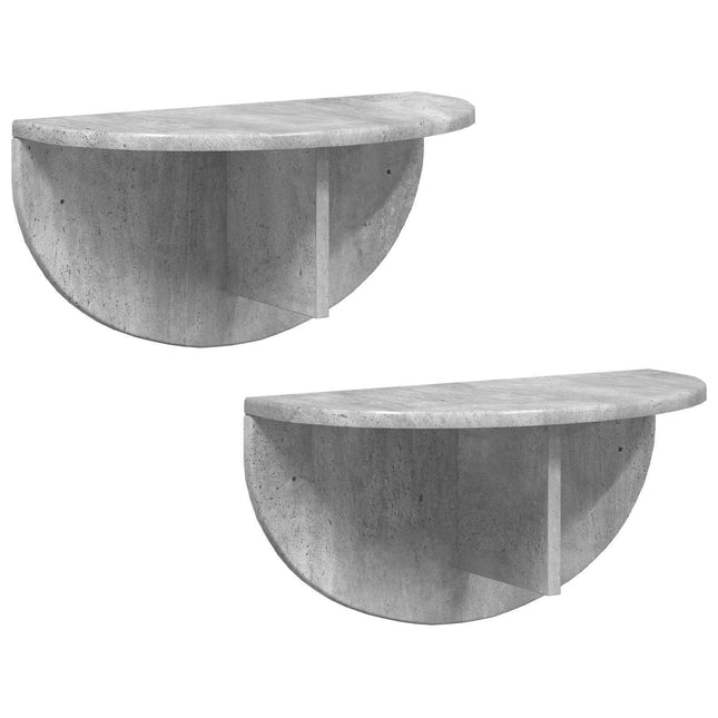 Væghylde 2 pcs Beton Grå 48 x 24 x 24 cm Konstrueret træ