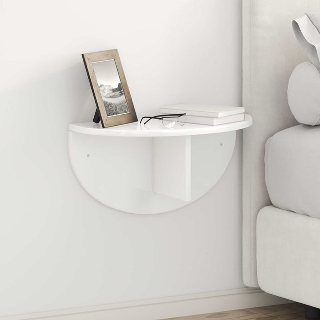 Væghylde 2 pcs Høj gloss hvid 48 x 24 x 24 cm Konstrueret træ
