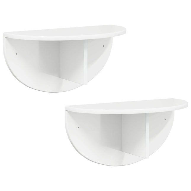 Væghylde 2 pcs Høj gloss hvid 48 x 24 x 24 cm Konstrueret træ