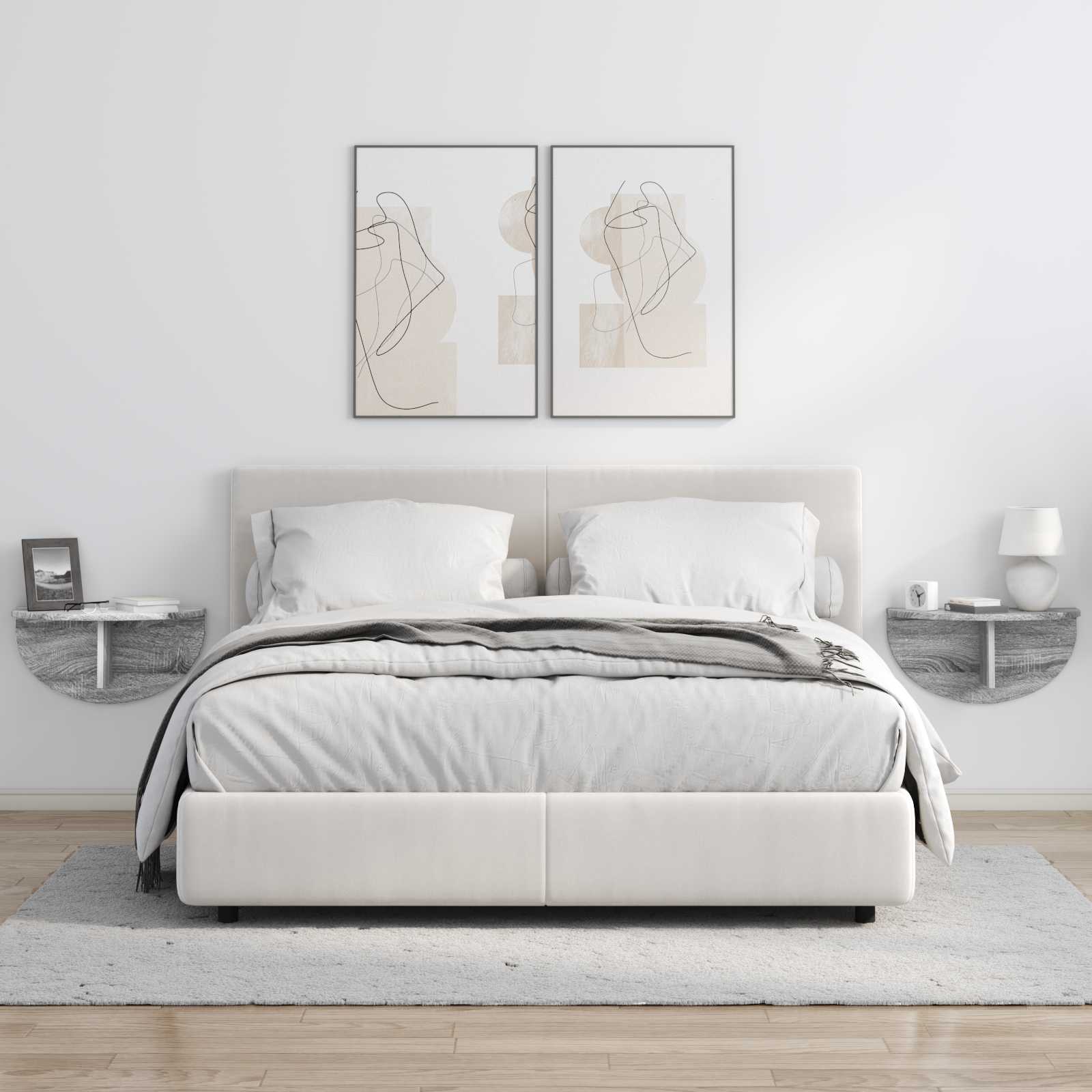 Væghylde 2 pcs Grå Sonoma 38 x 19 x 19 cm Konstrueret træ