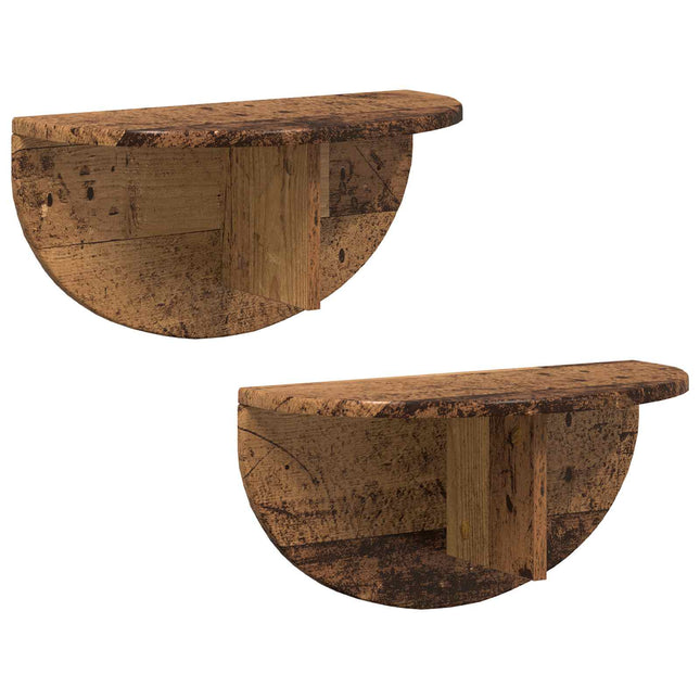 Væghylde 2 pcs Gammelt træ 48 x 24 x 24 cm Konstrueret træ