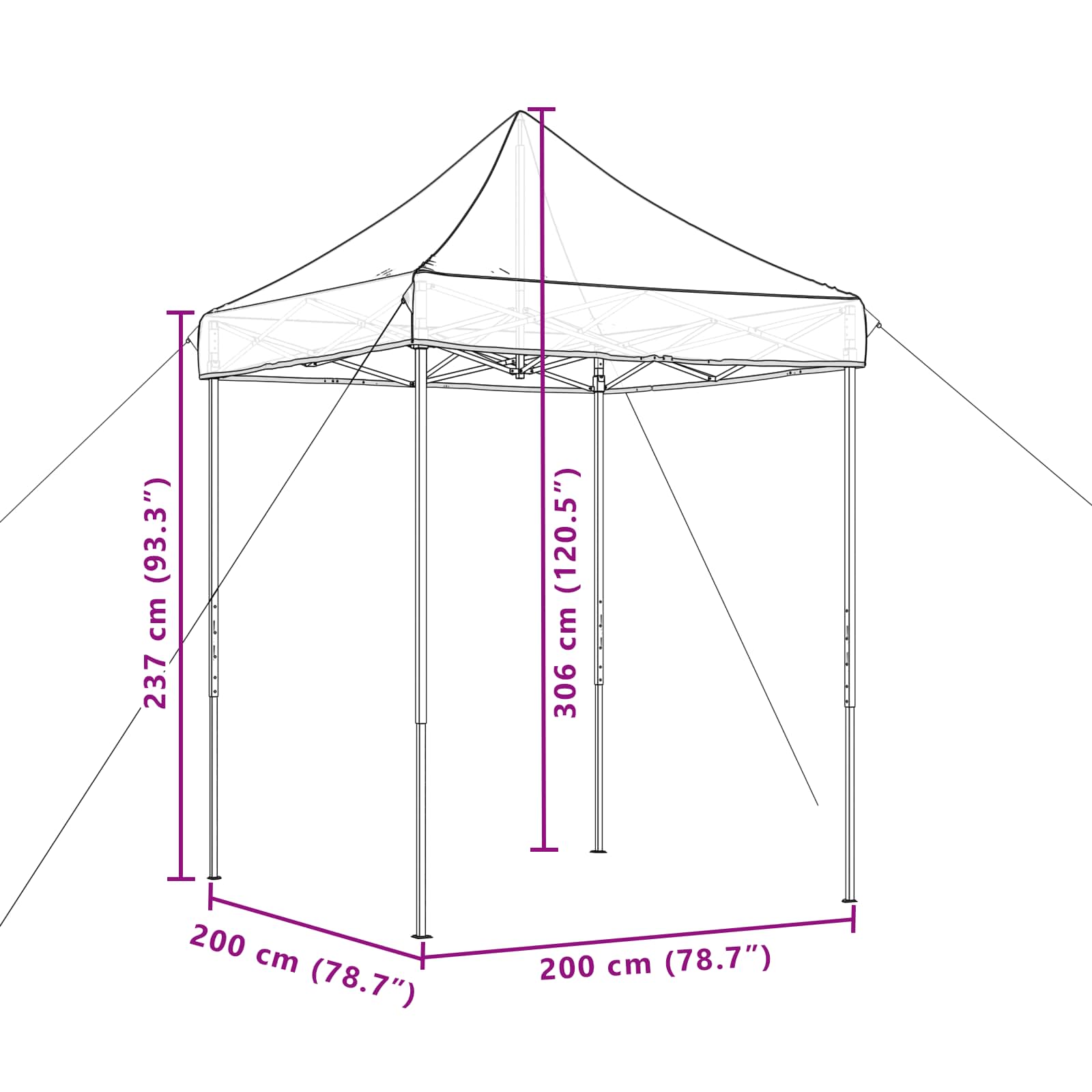 Party Tent Terrakotta 200 x 200 x 306 cm Oxford stof