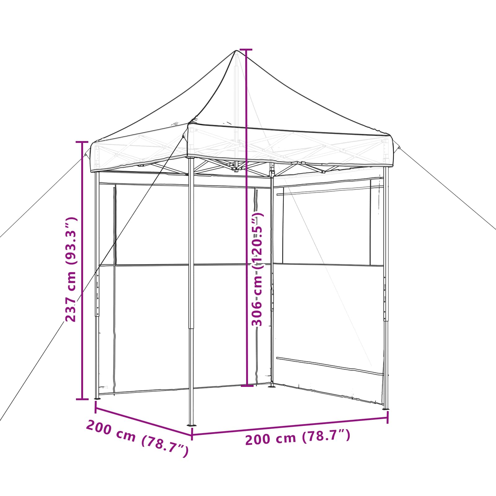 Party Tent Gråbrun 200 x 200 x 306 cm Oxford stof