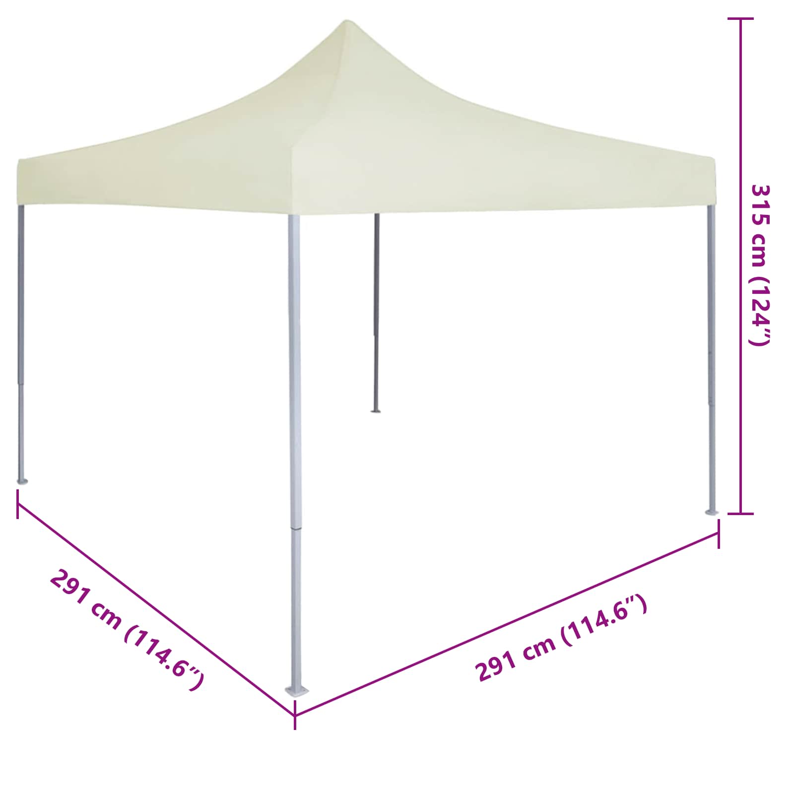 Party Tent Creme 291 x 291 x 315 cm Oxford stof