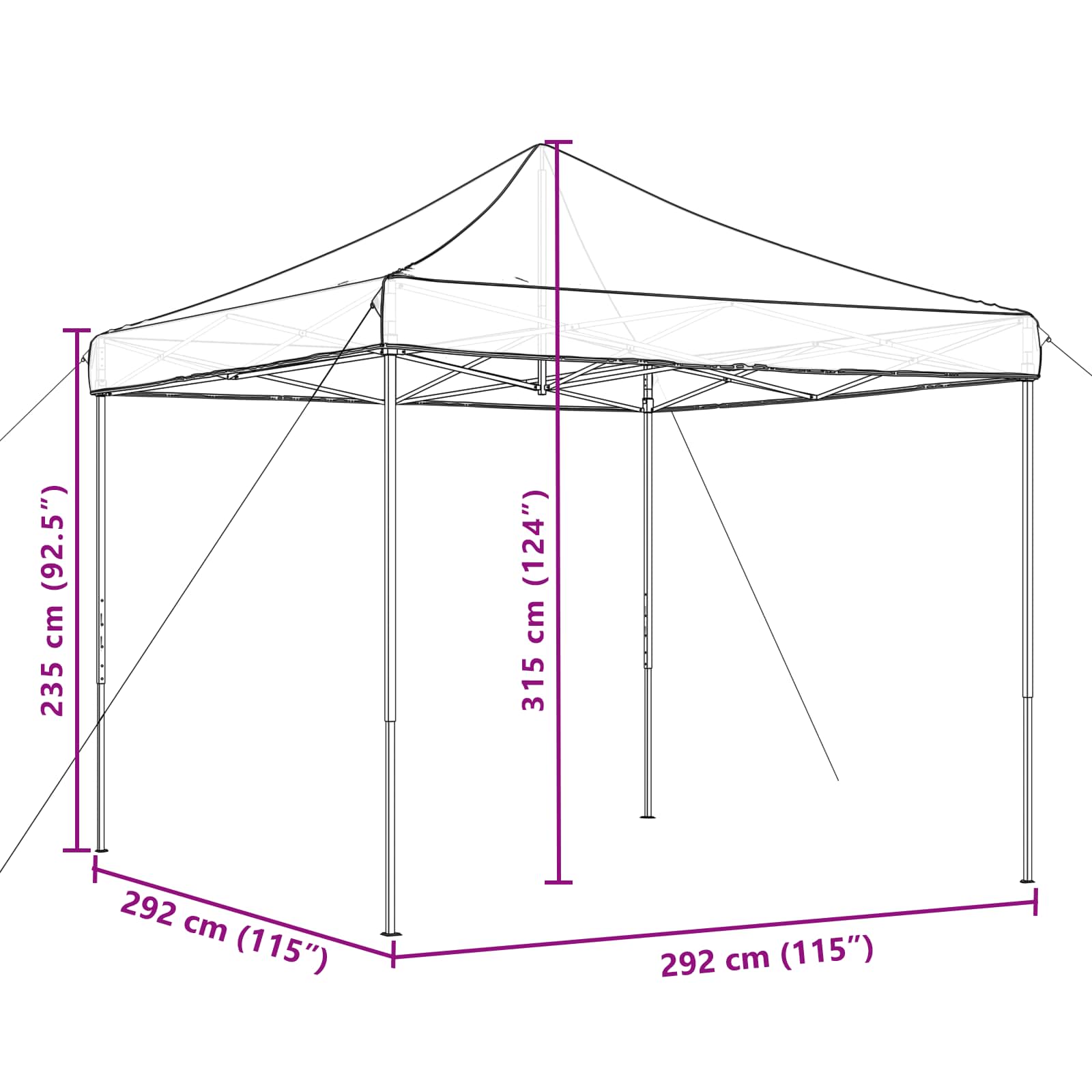 Party Tent Brun 292 x 292 x 315 cm Oxford stof