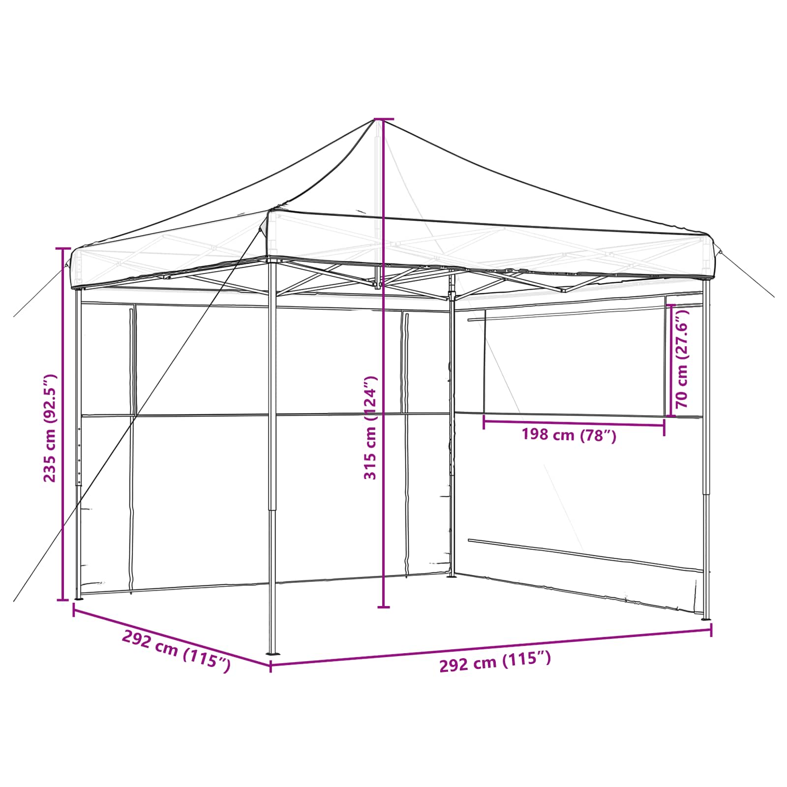 Party Tent Gråbrun 292 x 292 x 315 cm Oxford stof