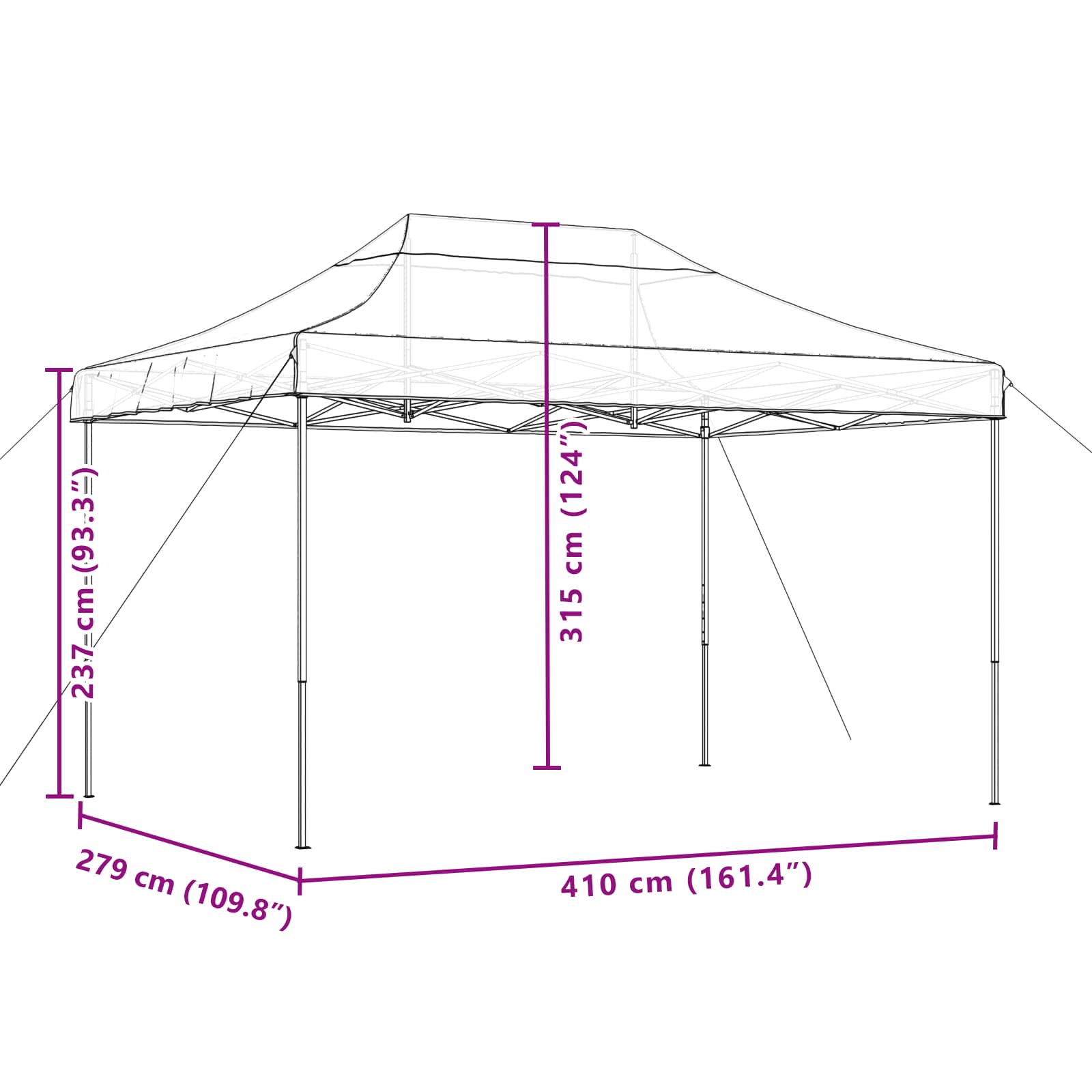 Party Tent Grøn 279 x 410 x 315 cm Oxford stof