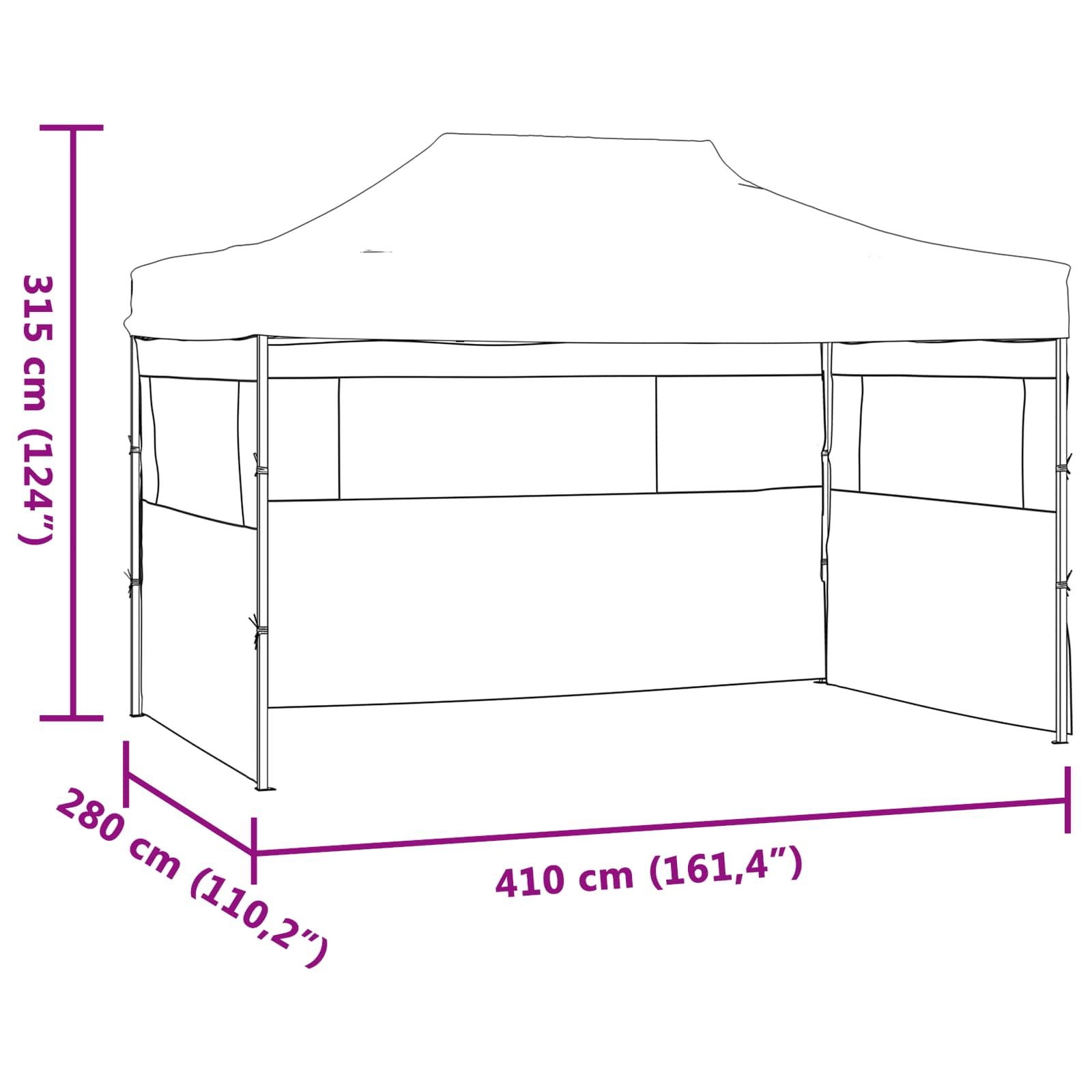 Party Tent Blå 280 x 410 x 315 cm Oxford stof