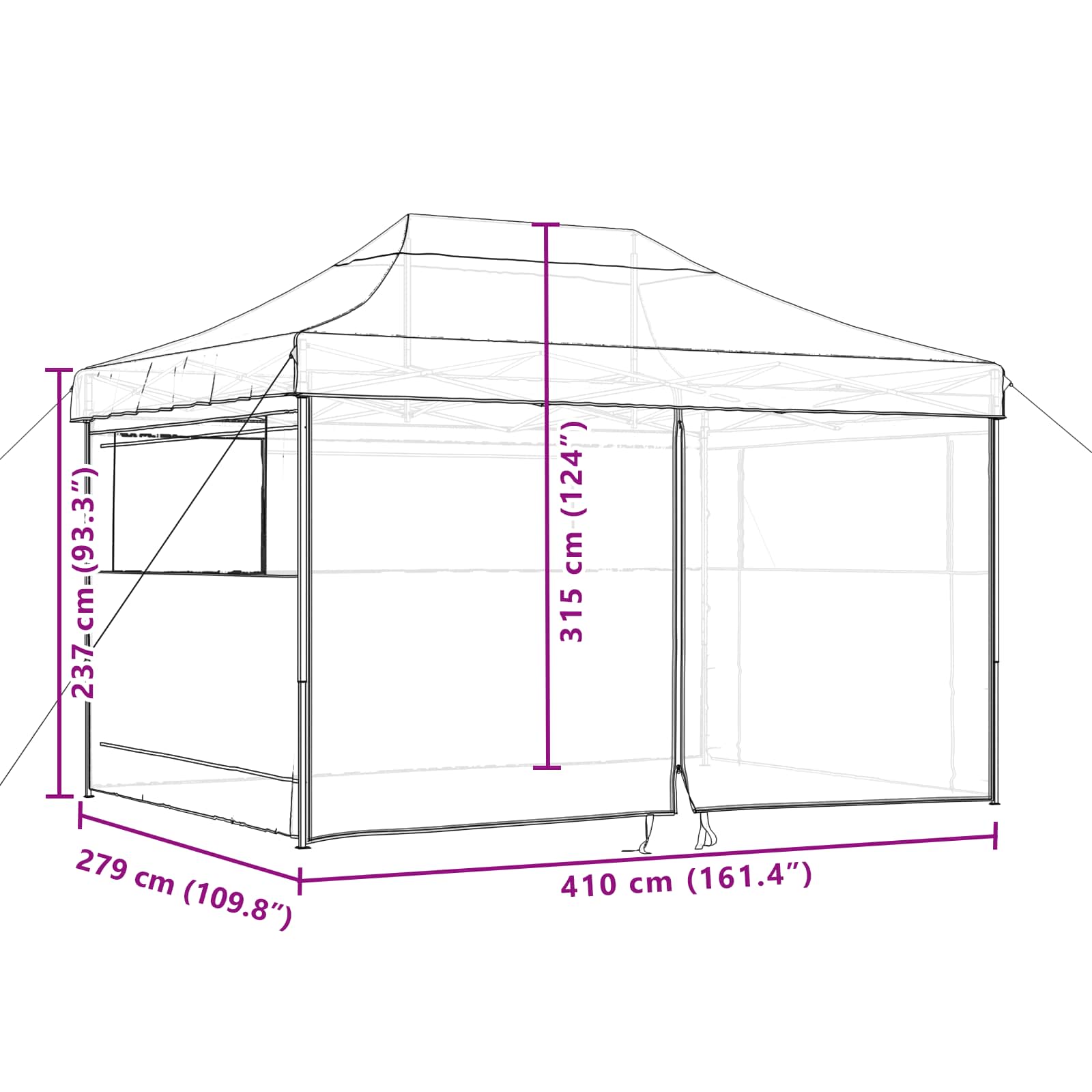 Party Tent Brun 279 x 410 x 315 cm Oxford stof