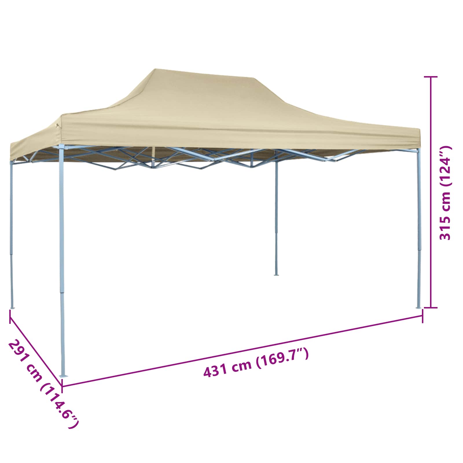 Party Tent Creme 291 x 431 x 315 cm Oxford stof