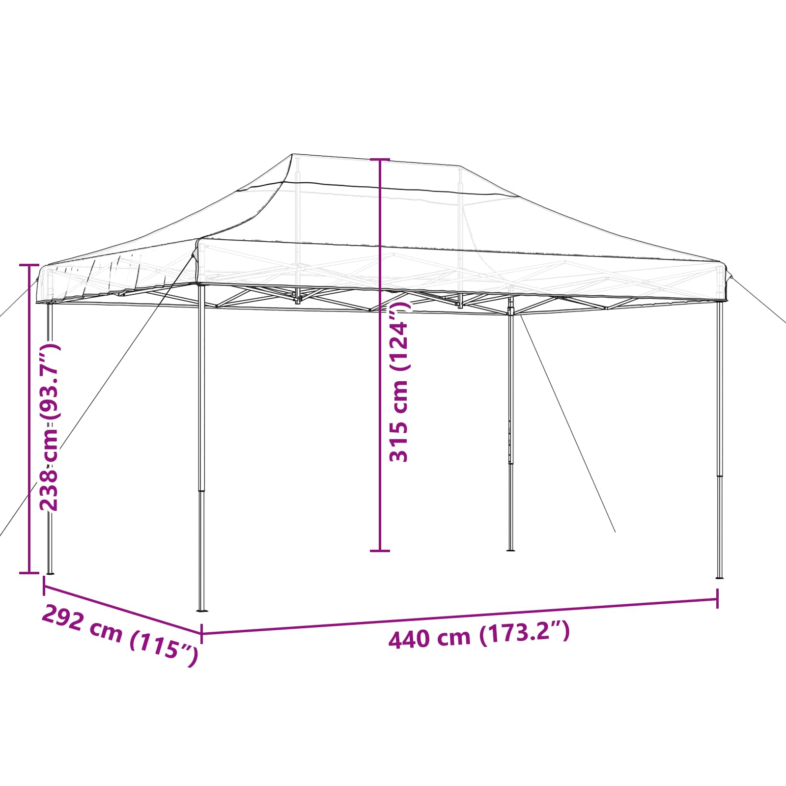 Party Tent Beige 292 x 440 x 315 cm Oxford stof