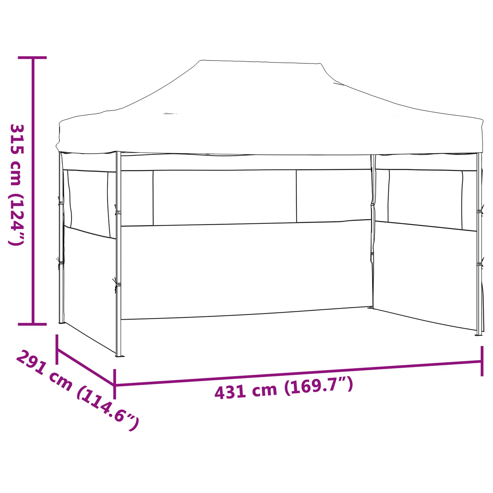 Party Tent Blå 291 x 431 x 315 cm Oxford stof