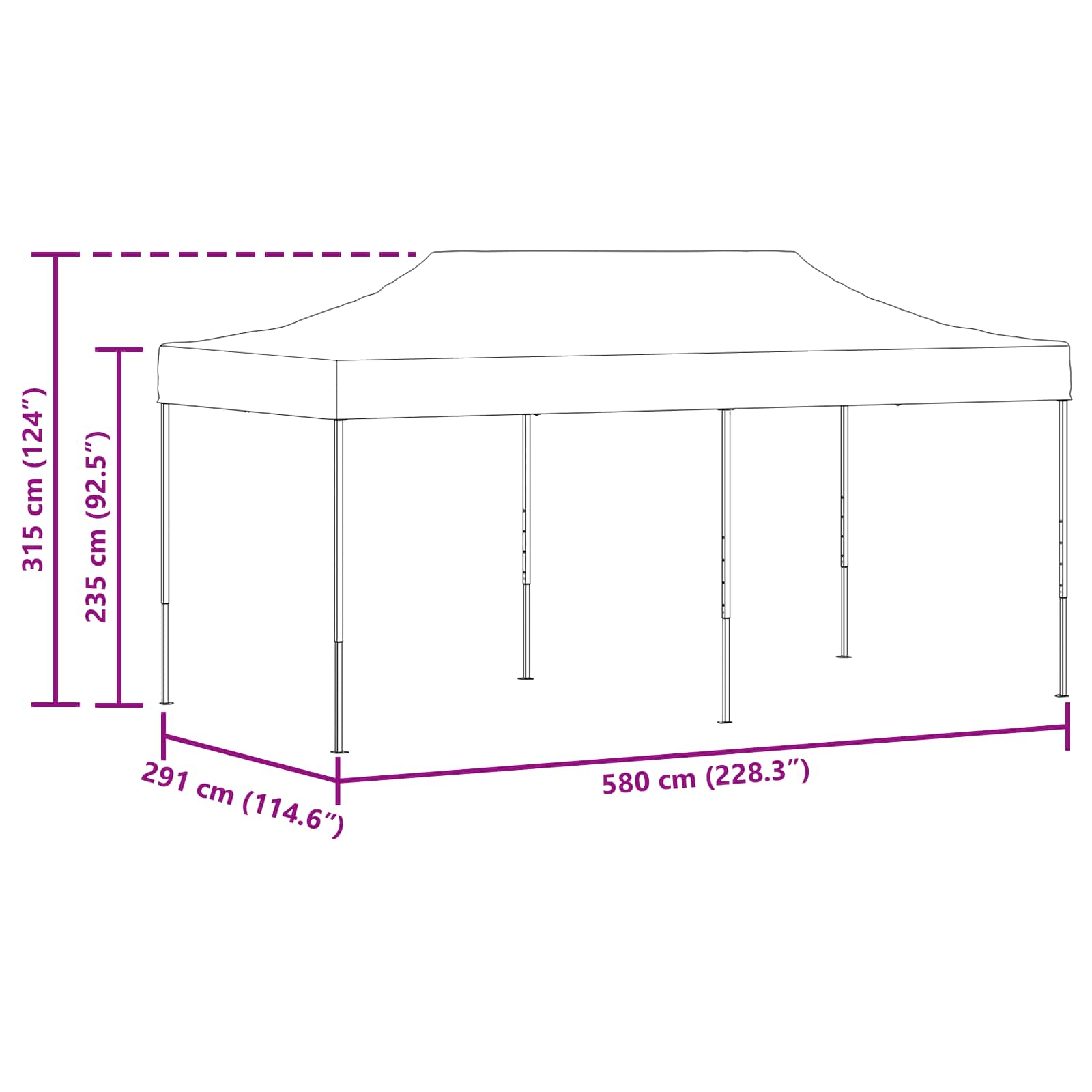 Party Tent Blå 291 x 580 x 315 cm Oxford stof