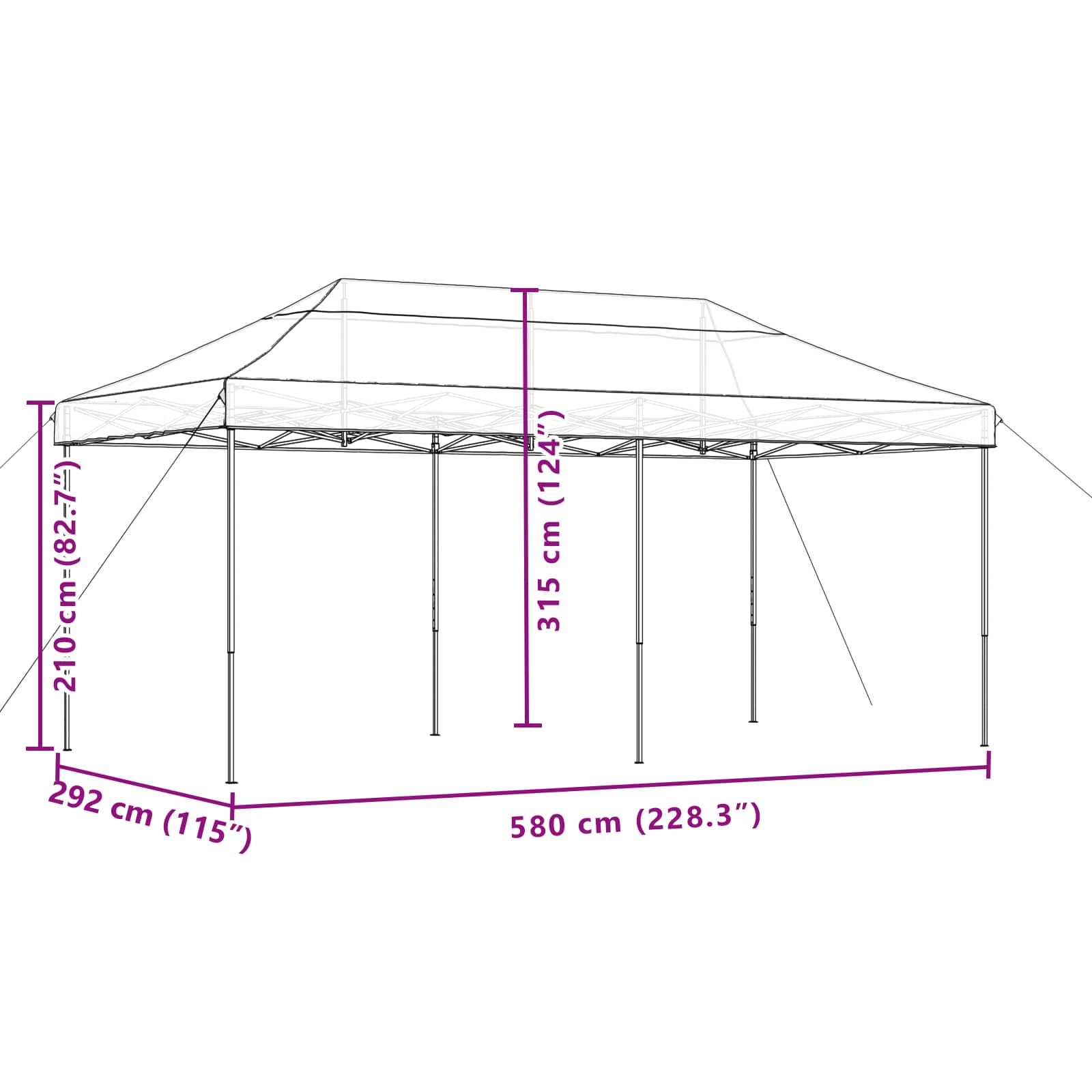 Party Tent Terrakotta 292 x 580 x 315 cm Oxford stof