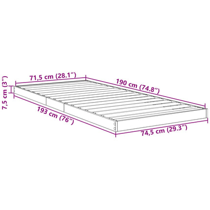 Gulv seng ramme Sonoma 75 x 190 cm Konstrueret træ