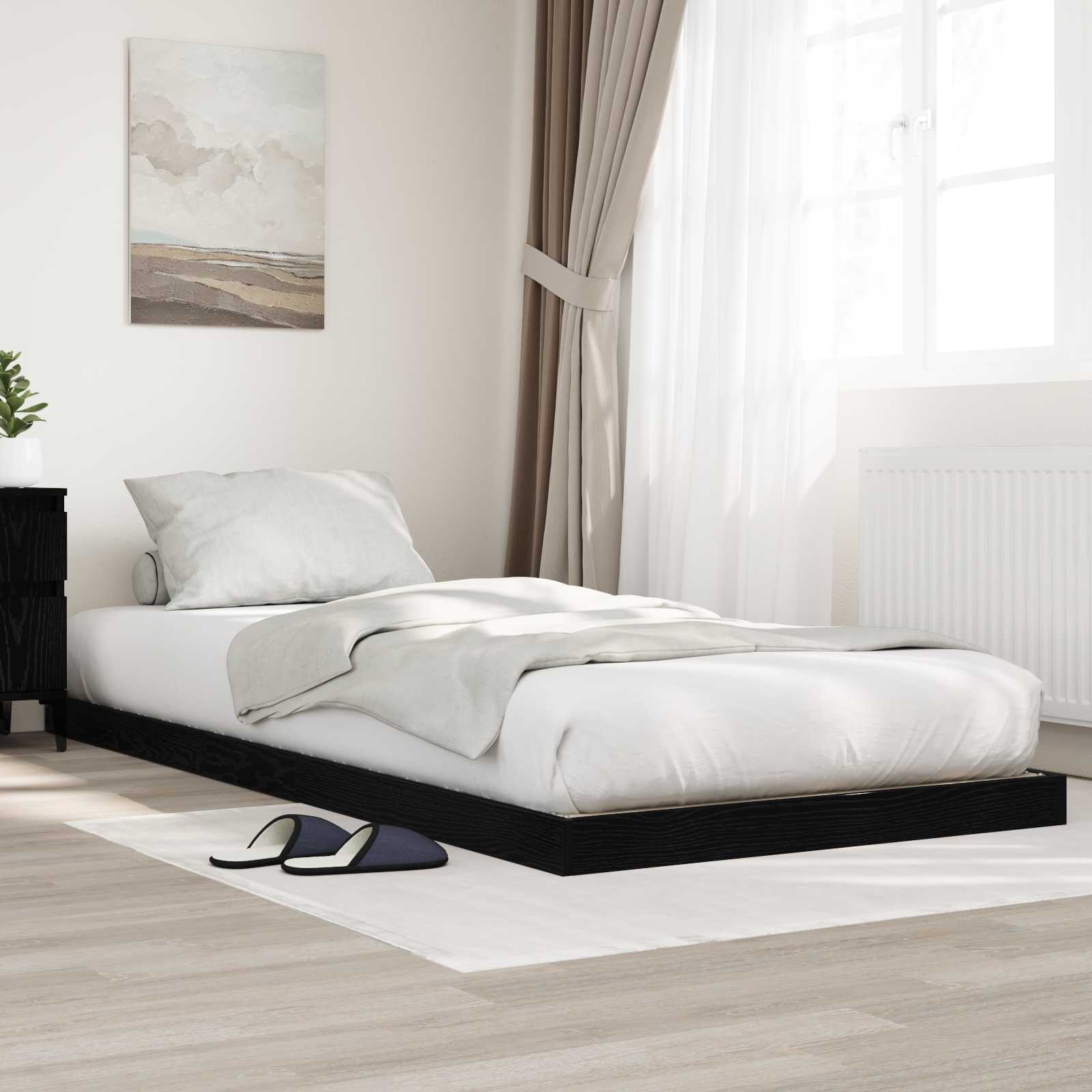 Gulv seng ramme Sort eg 90 x 190 cm Konstrueret træ