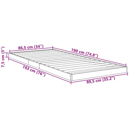 Gulv seng ramme Røget eg 90 x 190 cm Konstrueret træ