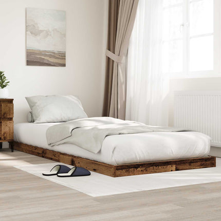 Gulv seng ramme Gammelt træ 90 x 190 cm Konstrueret træ