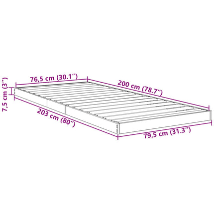 Gulv seng ramme Hvid 80 x 200 cm Konstrueret træ