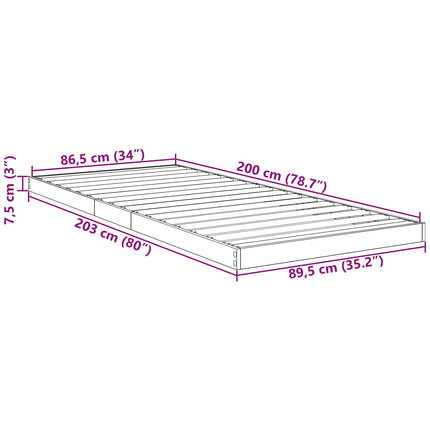 Gulv seng ramme Sonoma eg 90 x 200 cm Konstrueret træ