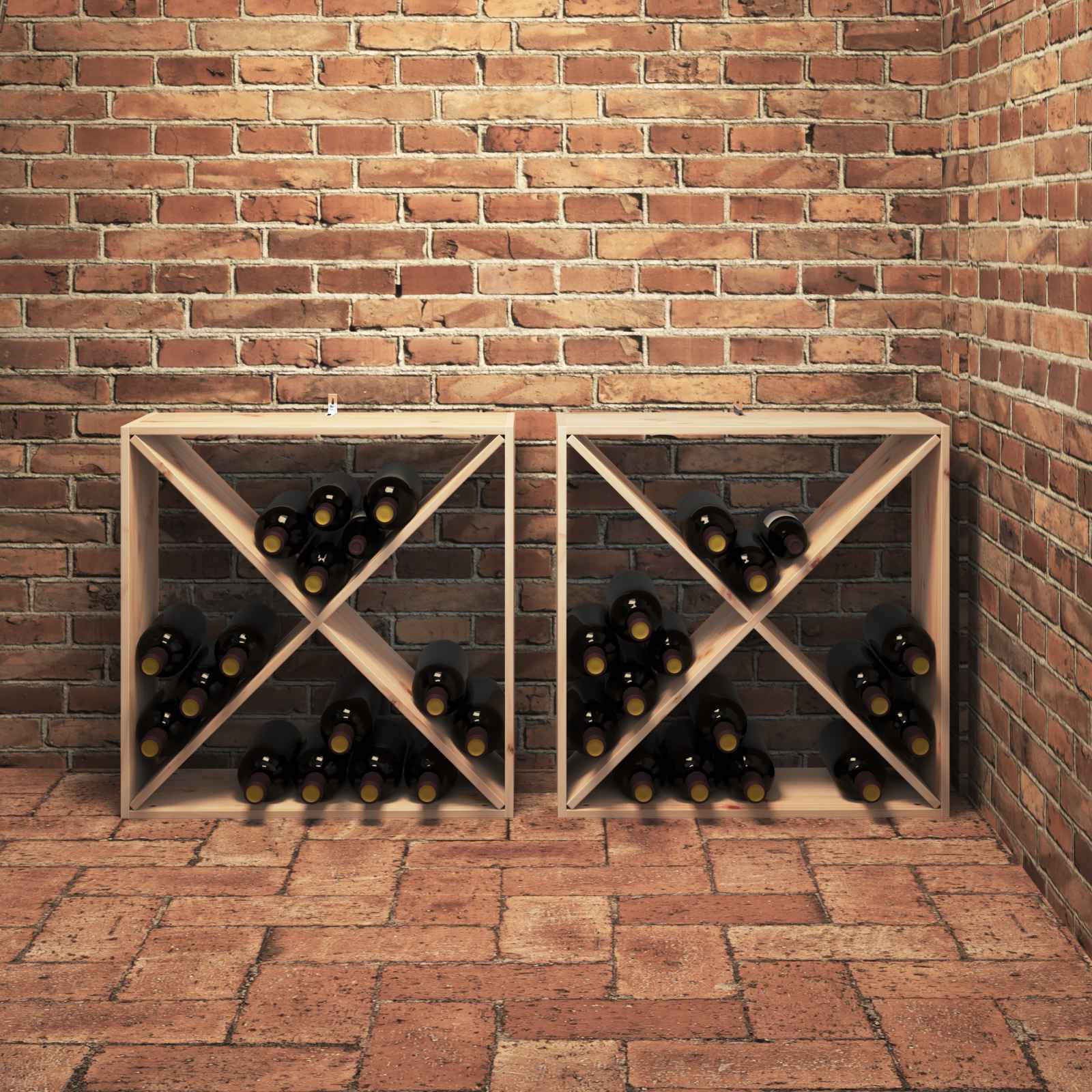 Vinfad 2 pcs Naturfarvet 62 x 25 x 62 cm Massiv fyrretræ