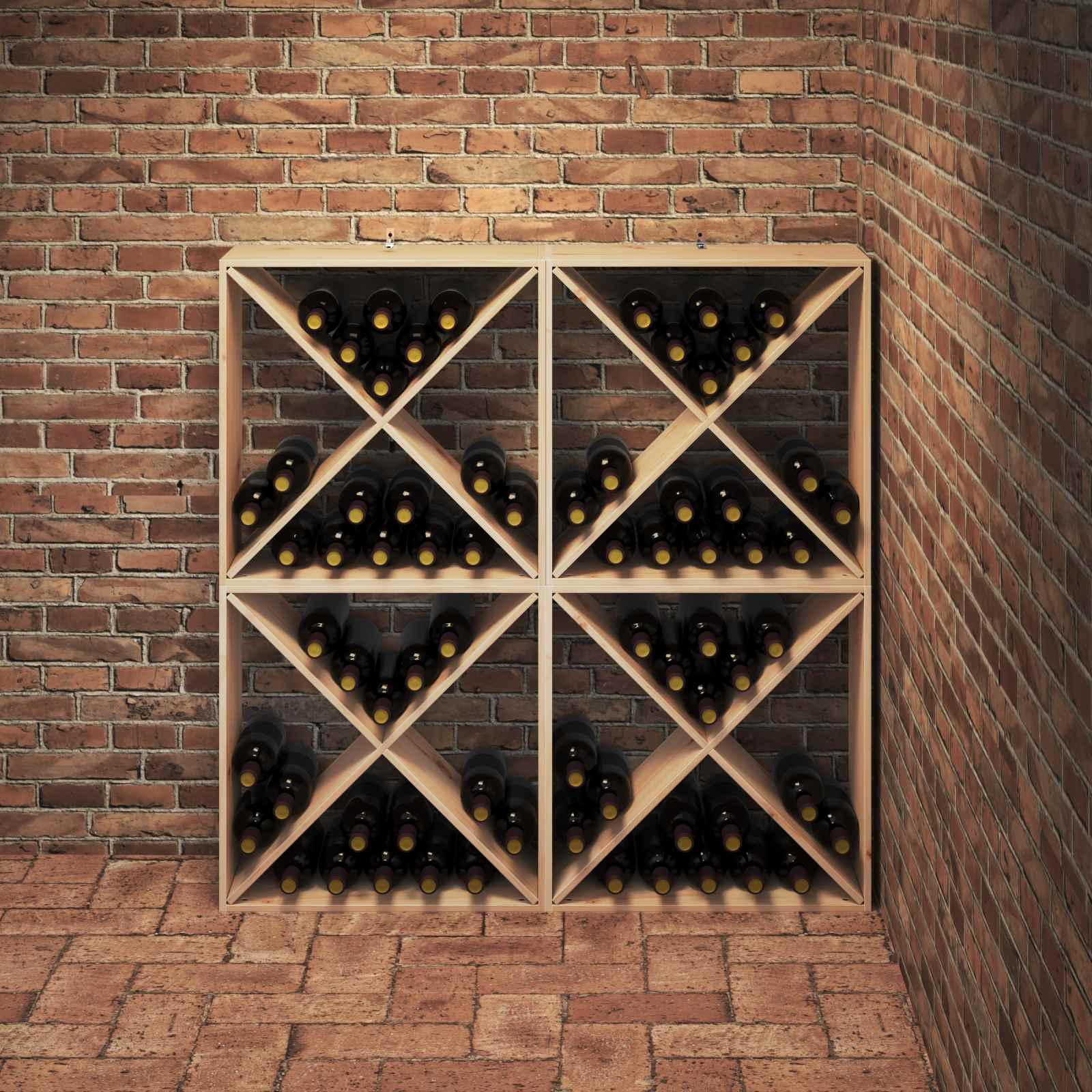 Vinfad 4 pcs Naturfarvet 62 x 25 x 62 cm Massiv fyrretræ