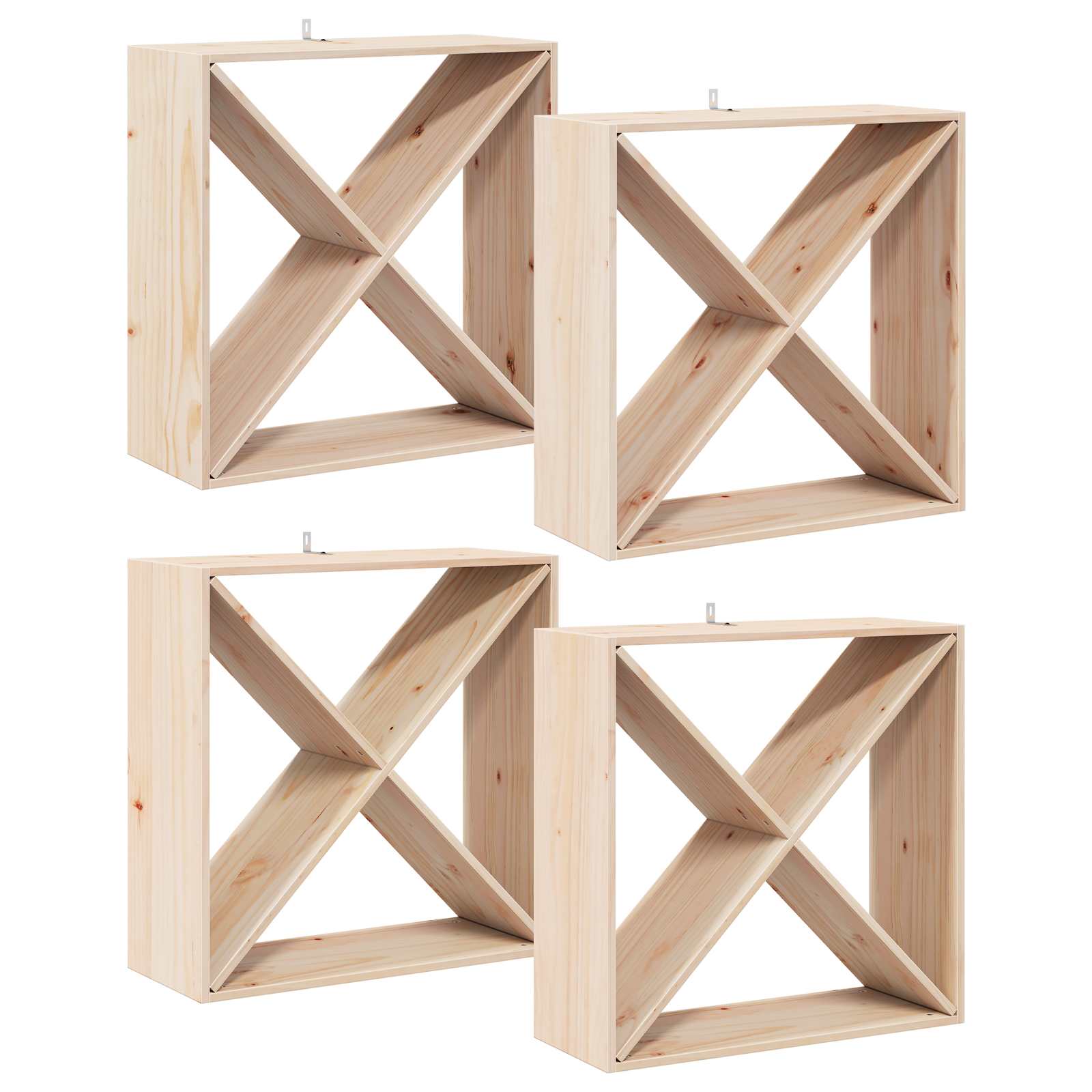 Vinfad 4 pcs Naturfarvet 62 x 25 x 62 cm Massiv fyrretræ