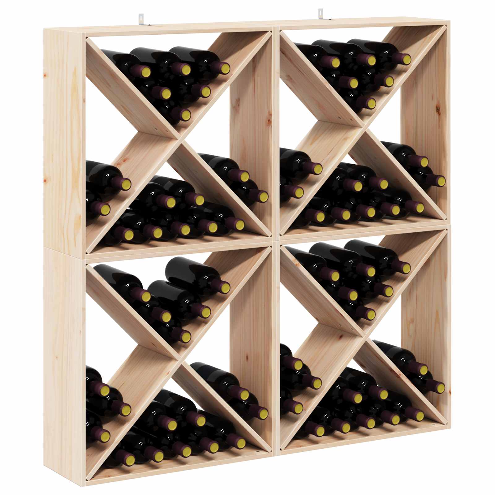 Vinfad 4 pcs Naturfarvet 62 x 25 x 62 cm Massiv fyrretræ