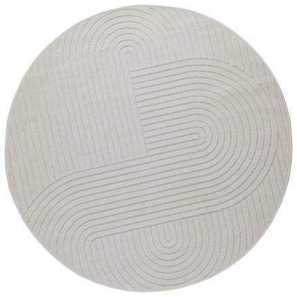 Områdetæpper Rund PALMERAS Creme Ø 120 CM Polyester