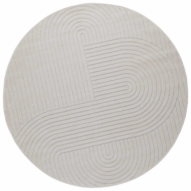 Områdetæpper Rund PALMERAS Creme Ø 160 CM Polyester