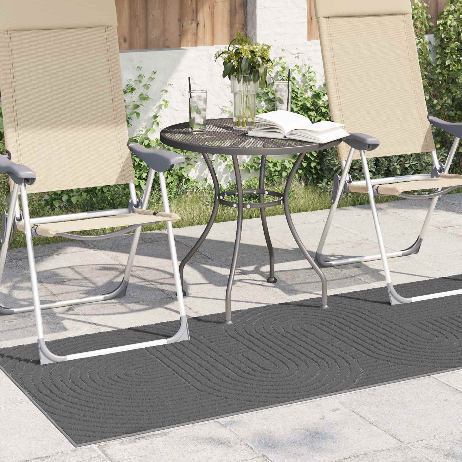 Områdetæpper Rektangulær PALMERAS Antracit 150 x 80 cm