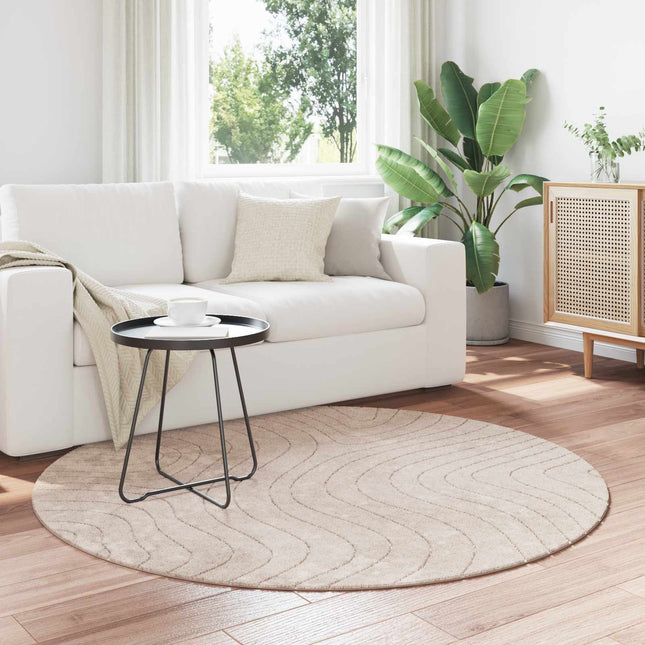 Indendørs og udendørs tæppe PALMERAS Beige Ø 160 CM Polyester