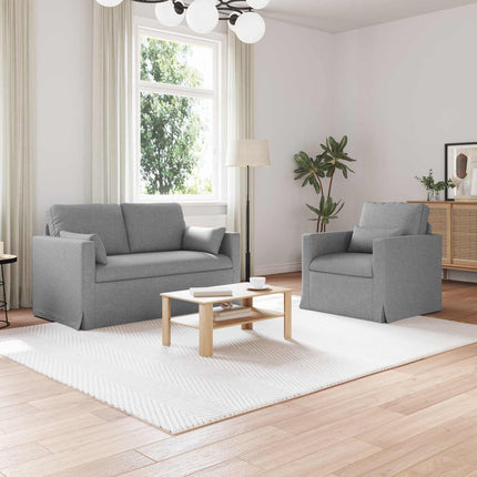 Sofa Sæt 2 pcs Lysegrå 139 x 78 x 80 cm Stof