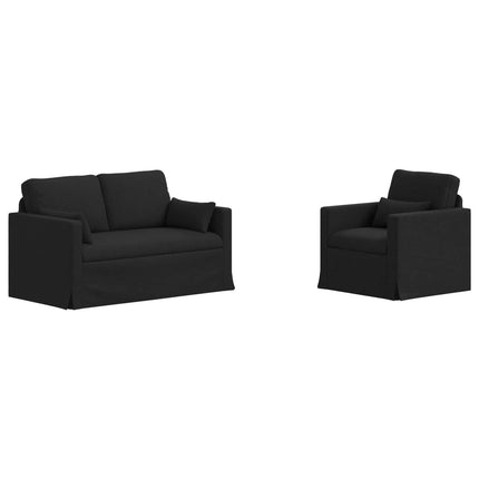 Sofa Sæt 2 pcs Sort 139 x 78 x 80 cm Stof
