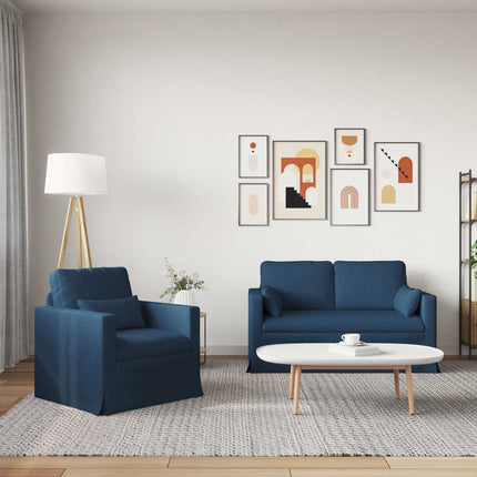 Sofa Sæt 2 pcs Blå 139 x 78 x 80 cm Stof