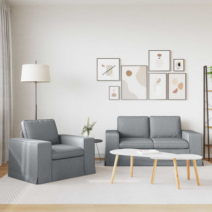 Sofa Sæt 2 pcs Lysegrå 162 x 80 x 82 cm Stof