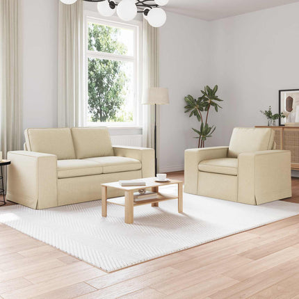 Sofa Sæt 2 pcs Creme 162 x 80 x 82 cm Stof