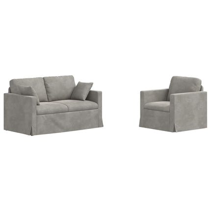 Sofa Sæt 2 pcs Lysegrå 138 x 78 x 80 cm Fløjl