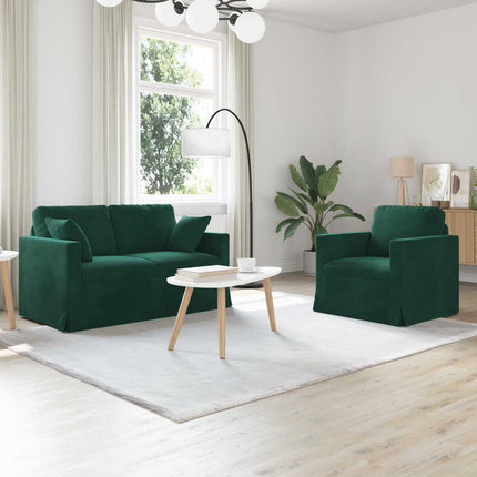 Sofa Sæt 2 pcs Mørkegrøn 138 x 78 x 80 cm Fløjl
