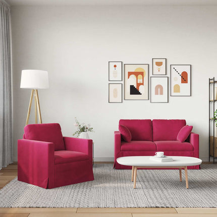 Sofa Sæt 2 pcs Vinrød 138 x 78 x 80 cm Fløjl