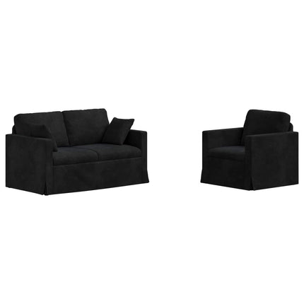 Sofa Sæt 2 pcs Sort 138 x 78 x 80 cm Fløjl