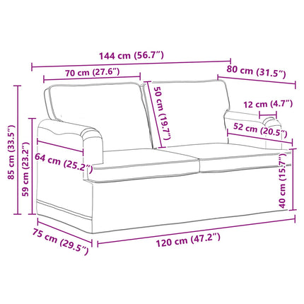 Sofa Sæt 2 pcs Lysegrå 144 x 80 x 85 cm Stof