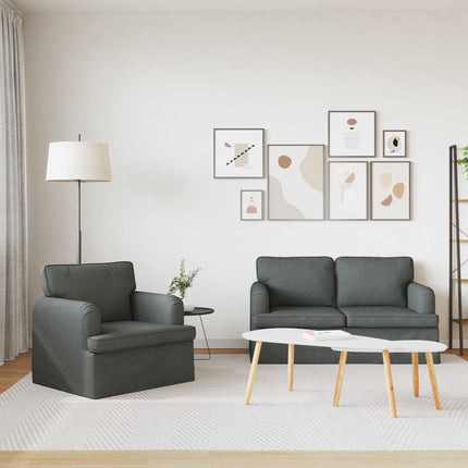 Sofa Sæt 2 pcs Mørkegrå 144 x 80 x 85 cm Stof