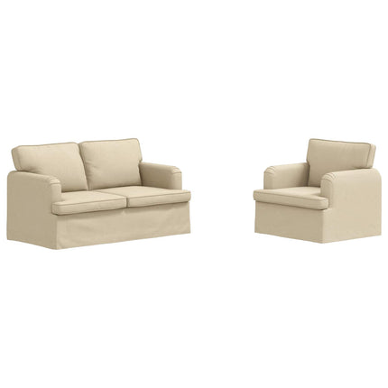 Sofa Sæt 2 pcs Creme 144 x 80 x 85 cm Stof